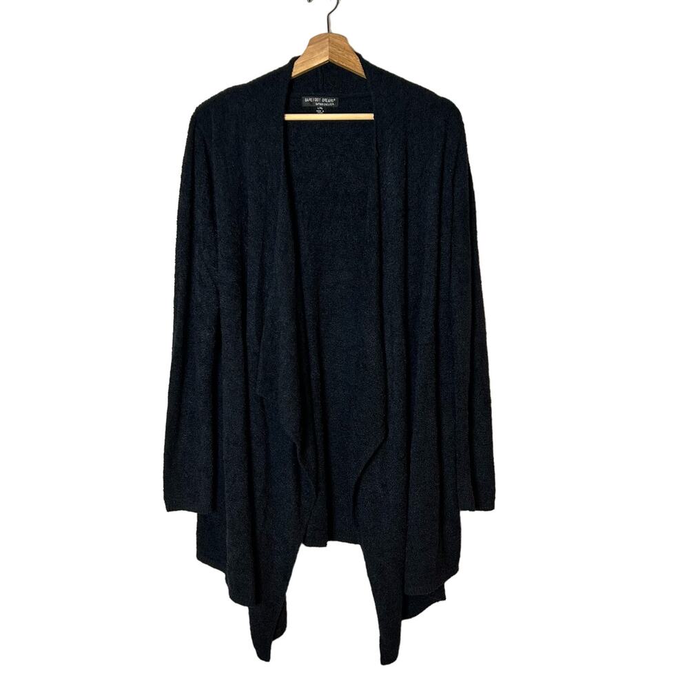 Barefoot Dreams Cozy Chic Lite Charcoal Gray Cascading Cardigan Sweater Size XL